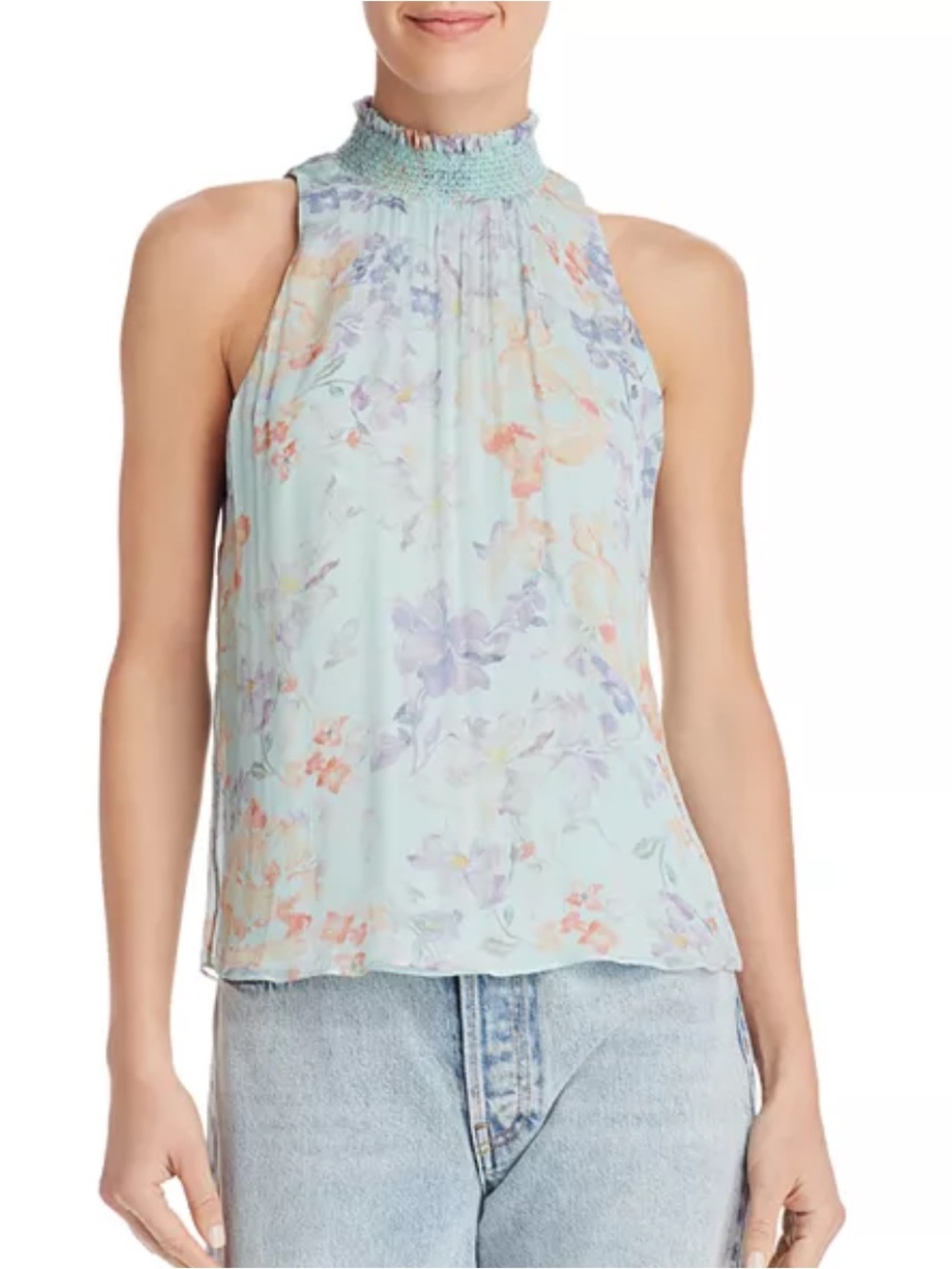 Women’s Sz. XS Alice+Olivia Annmarie Smocked Mock-Neck Top
